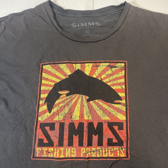 Simms Fishing Graphic T-Shirt Men’s XL Gray Short Sleeve Outdoor Tee - Picture 1 of 7
